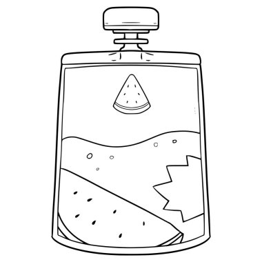 Karpuz suyu kesesi çizim el çizimi taslak vektör