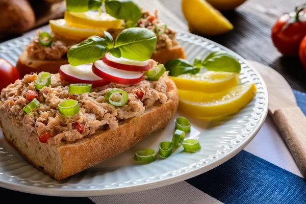 Tartinade de thon au poivron rouge et oignon vert — Photo