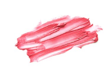 Ruj izi, beyaz arka planda izole edilmiş. Moda ve güzellik endüstrisi kavramı.