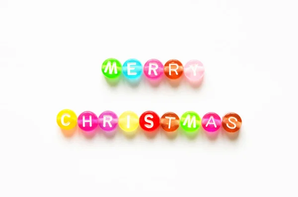 Palavras Feliz Natal Com Letras Coloridas Isoladas Fundo Branco — Fotografia de Stock