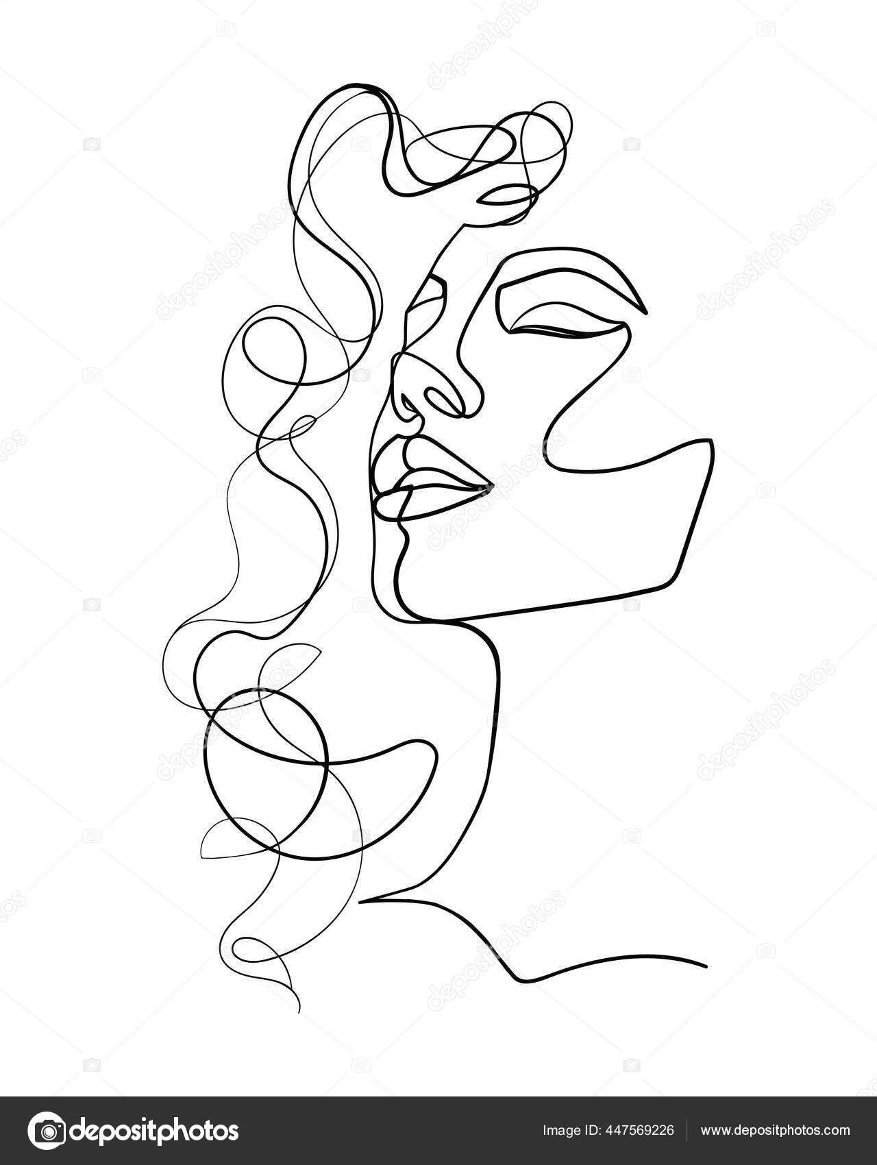 Abstract flower in one line art drawing style. Black line sketch on white  background. Vector illustration.Linear flower in one line continuous  style.Elegant continuous line drawing Stock Vector | Adobe Stock