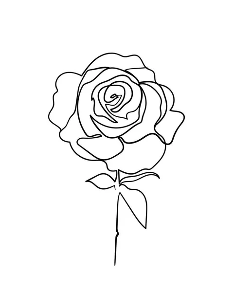 Icono Flor Rosa Dibujo Continuo Una Línea Ilustración Vectorial — Archivo Imágenes Vectoriales