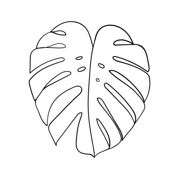 Arte Línea Hoja Monstera Minimalismo Arte Dibujo Contorno Ilustración Vectorial — Archivo Imágenes Vectoriales