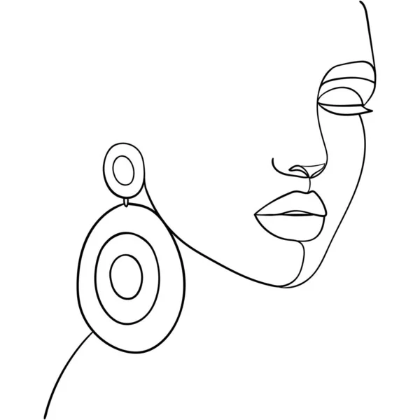 Desenho Linha Facial Mulher Conceito Moda Mulher Minimalista Beleza Ilustração —  Vetores de Stock