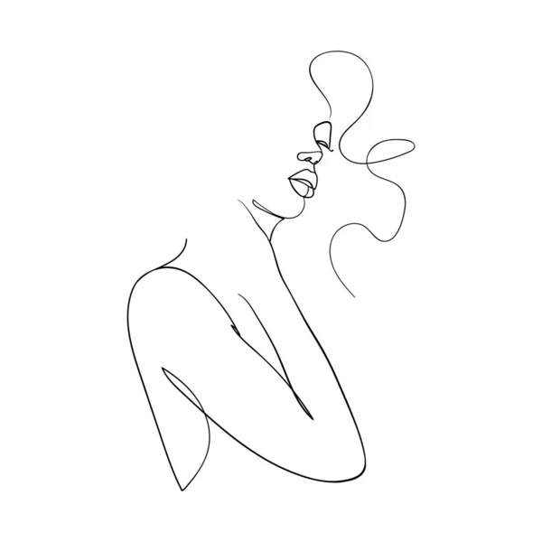 One Line Drawing Woman Modern Minimalism Art Vector Illustration — Stock Vector