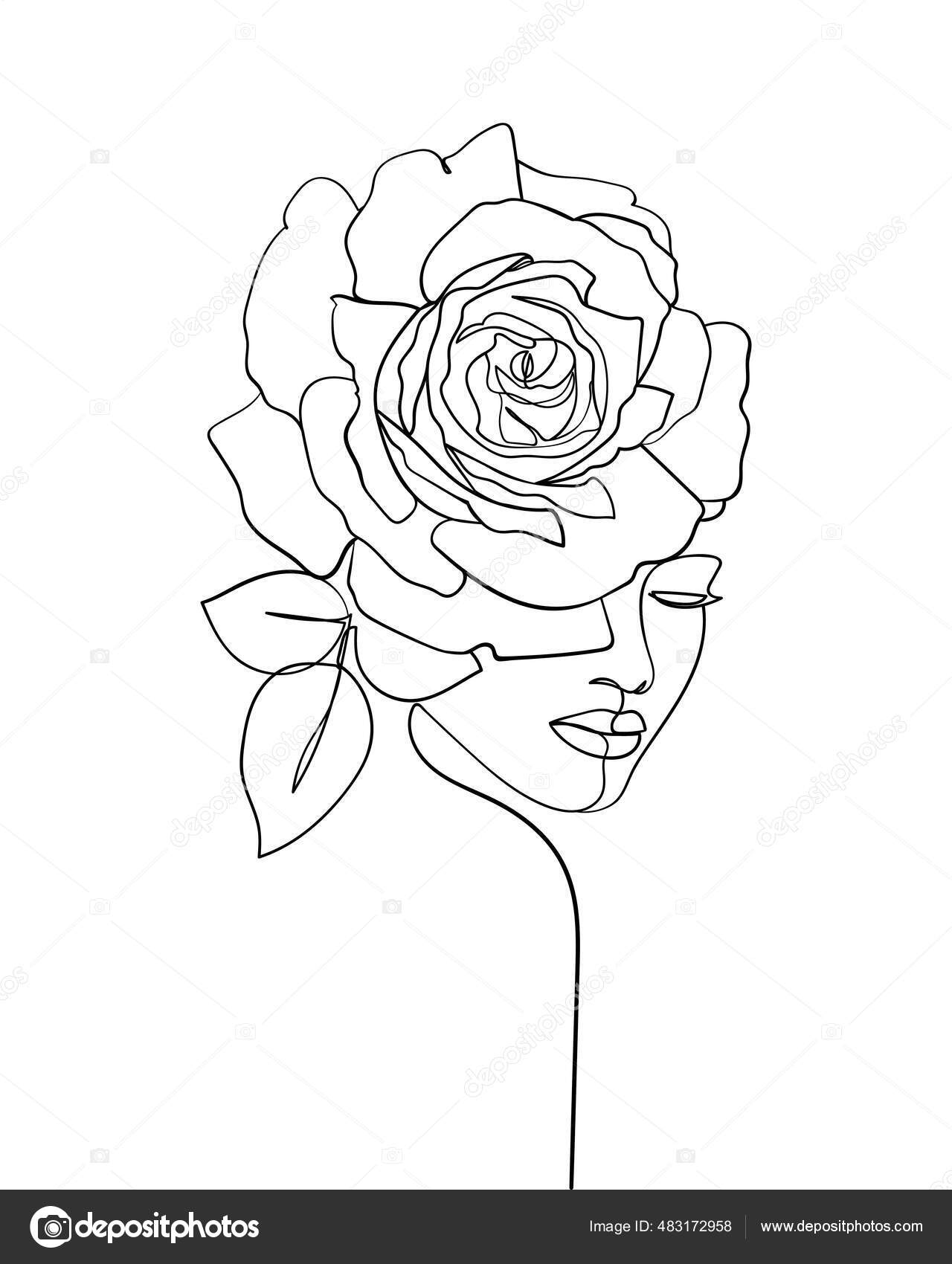 A long single line drawing of a stalk of rose bud, minimalistic bold bold  black line, white background, as t-shirt motive on Craiyon