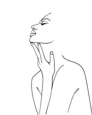 One line drawing woman.  Modern minimalism art. - Vector illustration clipart