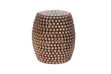 Bronz metal davul sehpası beyaz arkaplanda izole