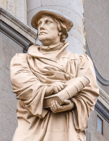 Monument of the reformer Martin Luther in front of Marble church — Stock Photo, Image