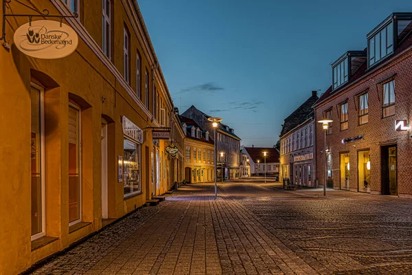 Street View Small Danish Town Frederfissund Light Hour Fredrikssund Denmark — стоковое фото