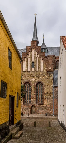 Smalle Straatleds Naar Haderslev Kathedraal Haderslev Denemarken Augustus 2021 — Stockfoto