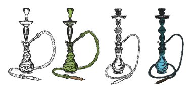 Nargile çizim çizimi. Sigara ekipmanları.