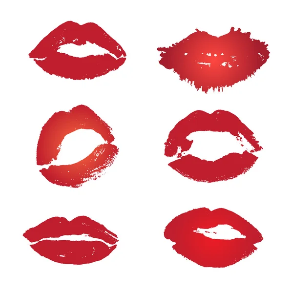 Lips imprint. Isolated kisses. Romantic decorating elements. — Stock Vector
