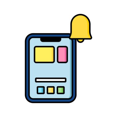 Arayüz Tasarımı için Mobil Bildirim Renk İllüstrasyon Simgesi Vektörü