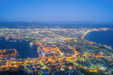 Hakodate şehir manzaralı dağ Hakodate, Hokkaido, Japonya