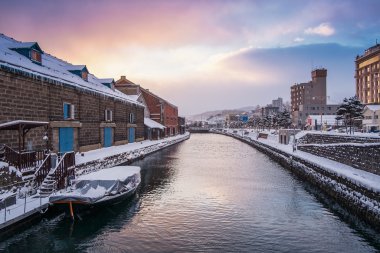 Kış Moring Otaru kanalda