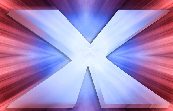 Symbole tridimensionnel "X" dans une performance lumineuse — Photo