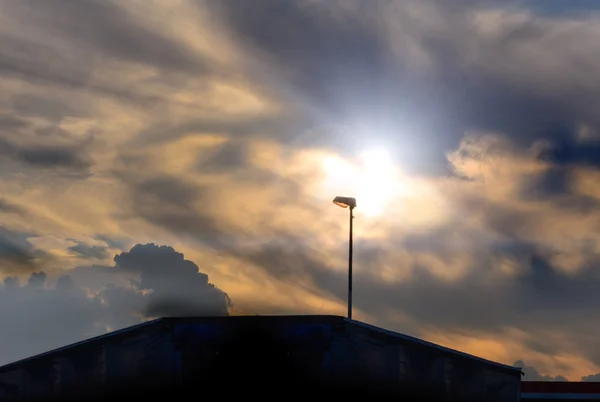 lamppost against the evening sky