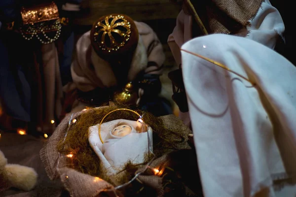 Nascimento Menino Jesus Cristo Composição Natal — Fotografia de Stock