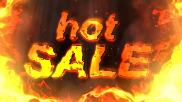 Hot sale. Inscription on a fiery background.