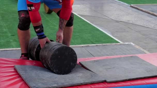 SEVASTOPOL, CRIMEA - AUGUST 22, 2020: Championship of strongman. — стокове відео