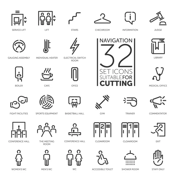 Navigation signs 32 set vector icon — Stock Vector