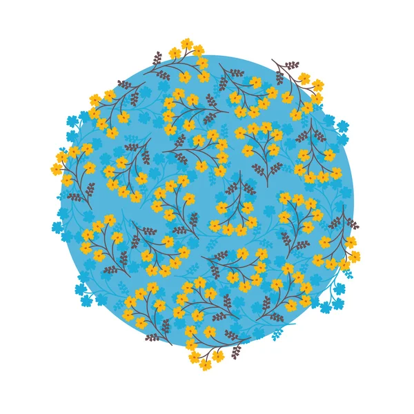 Vektör çiçek desenli yuvarlak mavi arka plan üzerinde