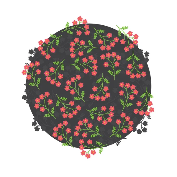 Vektör çiçek desenli yuvarlak gri arka plan üzerinde