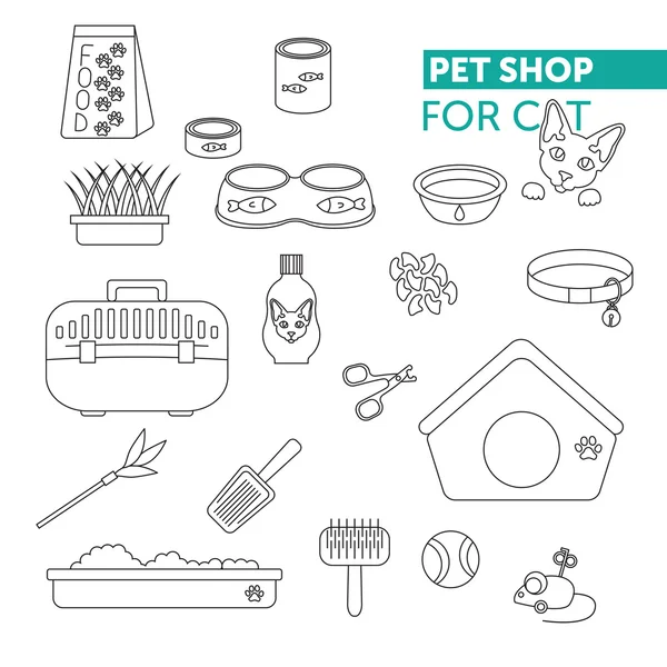 Evde beslenen hayvan dükkan satır Icon set