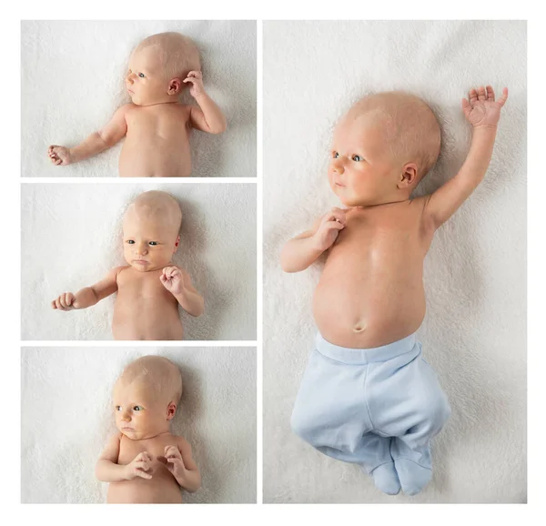 Bebê Recém Nascido Menino Com Cabelo Loiro Loiro — Fotografia de Stock