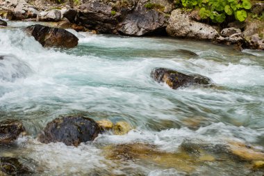 Dağ nehir closeup akşam