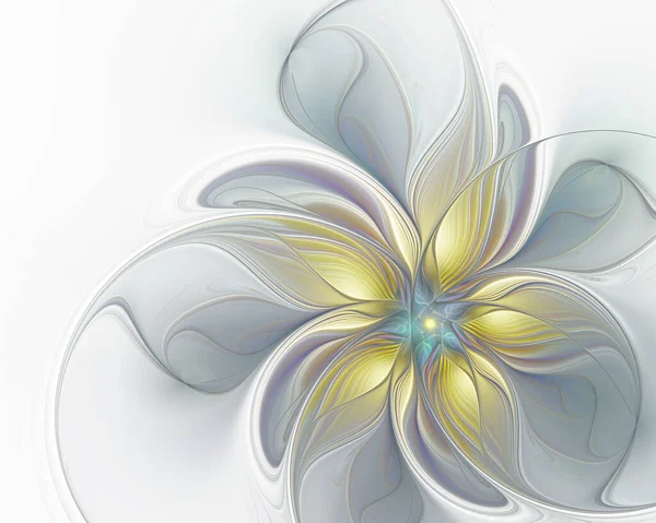 Piękny Fraktalny Kwiat Białym Tle Zbliżenie Zdjęcie Stockowe