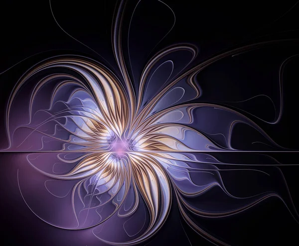 Krásné Exotické Abstraktní Fraktního Fialového Květu Černém Pozadí Stock Obrázky
