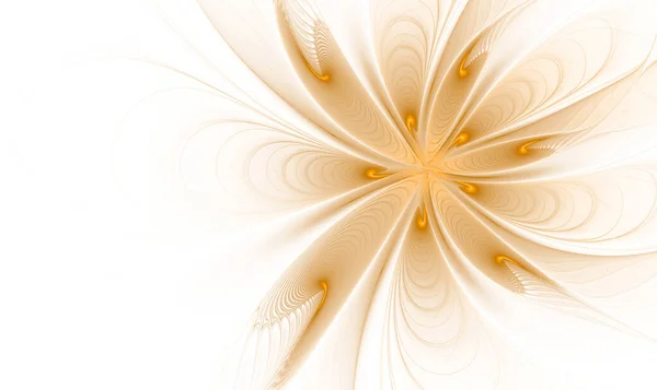 Abstraktní Fraktální Zlatobéžový Květ Bílém Pozadí — Stock fotografie