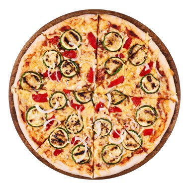 Kızarmış kabak ve kırmızı biber pizza