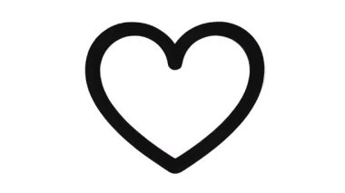 Video içeriği için beyaz zemin üzerinde basit siyah kalp şekli, basit kalp animasyonu