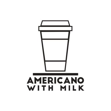 Beyaz arka plan americano süt ile siyah vektör simgesine