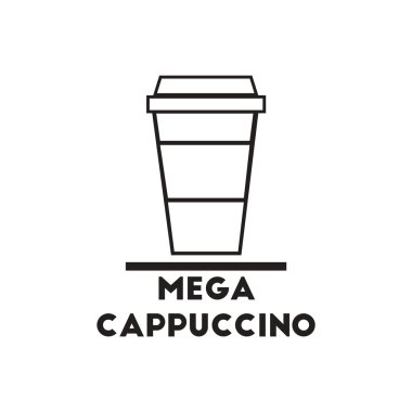 Beyaz arka plan mega kapuçino siyah vektör simgesine