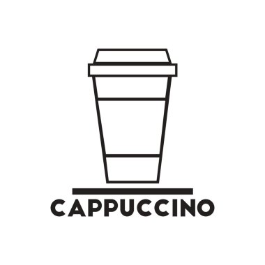 Beyaz arka plan kapuçino gitmek siyah vektör simgesine