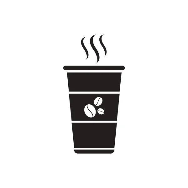 Черный вектор значок на белом фоне чашки горячего кофе — стоковый вектор