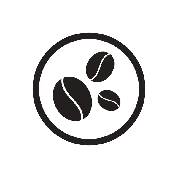 Icono de vector negro en granos de café de fondo blanco Vectores de stock libres de derechos