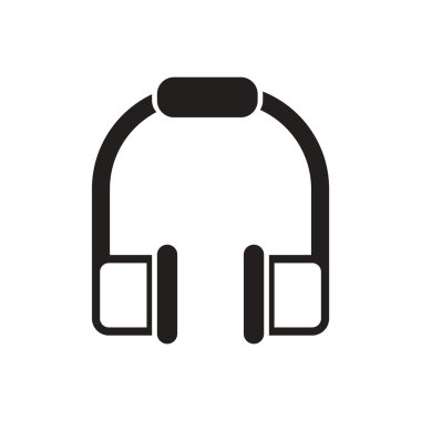 Beyaz arka plan müzik kulaklık siyah vektör simgesine