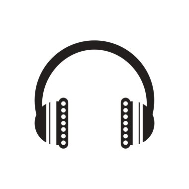 Beyaz arka plan müzik kulaklık siyah vektör simgesine