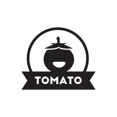 Beyaz arka plan domates amblemi siyah vektör simgesine