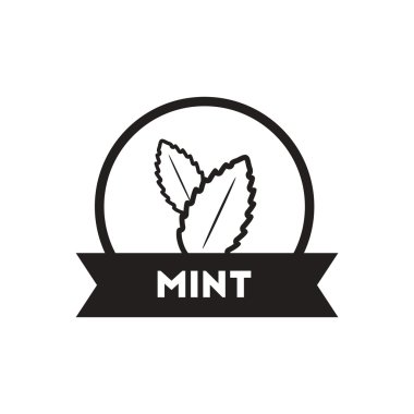 siyah vektör simgesi beyaz arka planda mutfak baharat nane