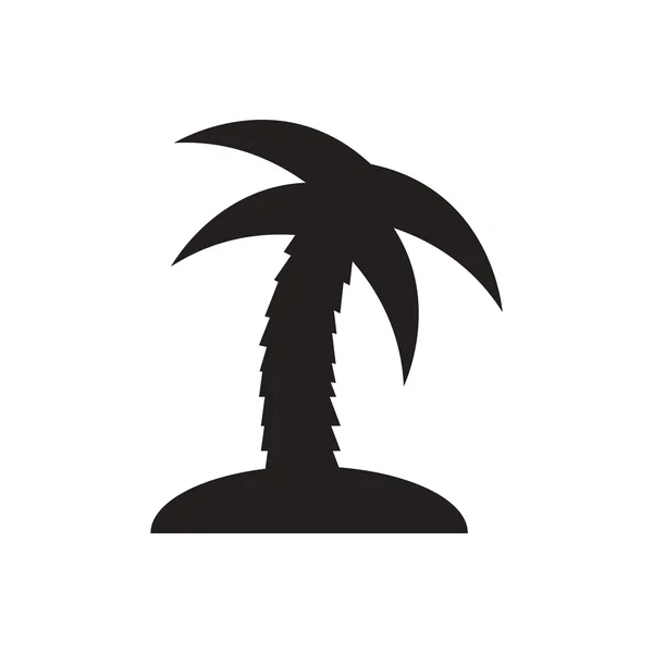 Beyaz arka plan palmiye ağacı siluet siyah vektör simgesine — Stok Vektör