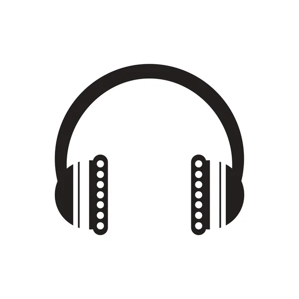 Icono de vector negro en los auriculares de música de fondo blanco — Vector de stock