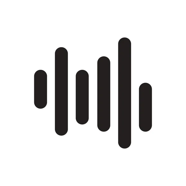 Icono de vector negro en el sonido de fondo blanco y ondas de audio Vector de stock