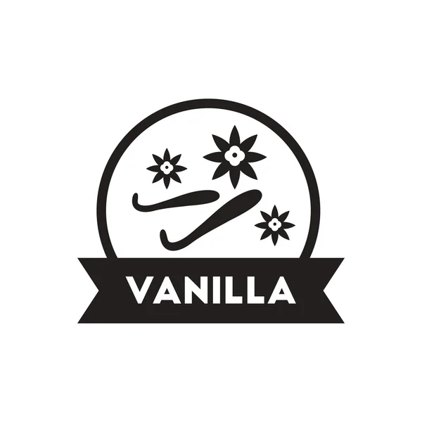 Icona vettoriale nera su sfondo bianco Condimento utensili da cucina vaniglia Vettoriale Stock