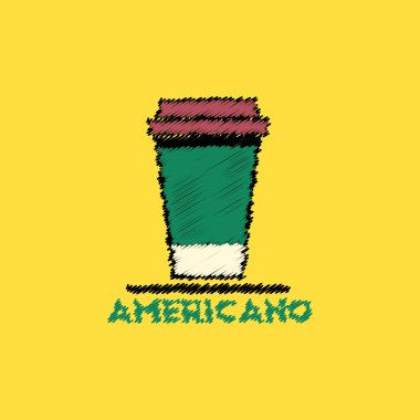 düz vektör simgesi tasarım koleksiyonu americano fincan